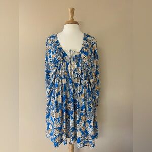 Heyson Floral Blue and White Mini Dress Size L